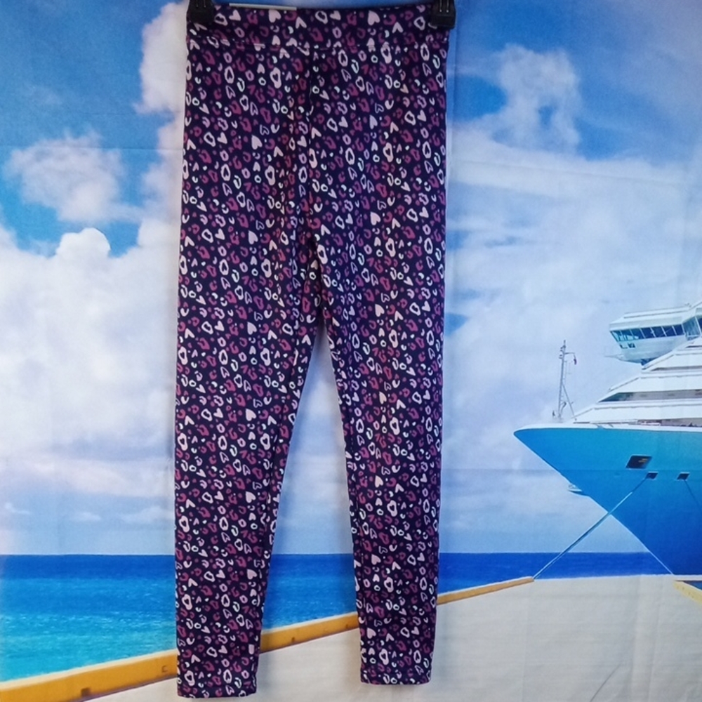 🛝🍒 L&D Leopard Heart Fleece Lined Leggings